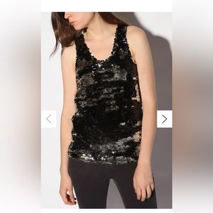 Upson Downes by William Anzevino Blk Silver Sequin Top Size M, Urban Outfitters